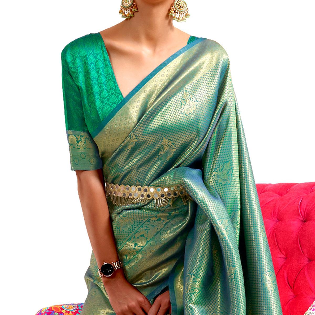 green-partywear-woven-handloom-silk-saree-119977