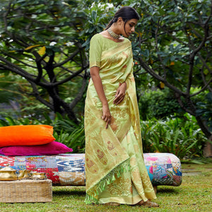 green-partywear-woven-silk-saree-124525