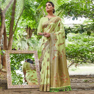 green-partywear-woven-silk-saree-124539