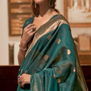 green-partywear-woven-silk-saree-139858