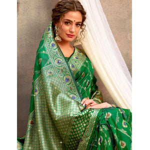 green-partywear-woven-with-zaalar-hand-stone-work-banarasi-silk-saree-111931