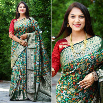 green-patola-printed-art-silk-saree-1