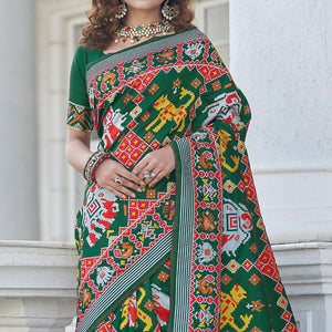 green-patola-printed-art-silk-saree