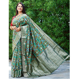 green-patola-printed-art-silk-saree-1
