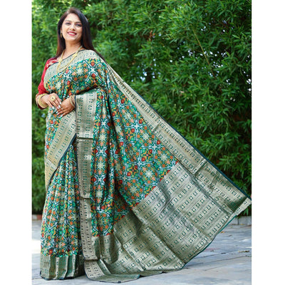 green-patola-printed-art-silk-saree-1