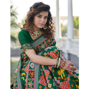 green-patola-printed-art-silk-saree