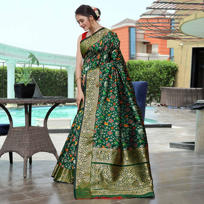 green-patola-printed-with-woven-border-banarasi-silk-saree-1