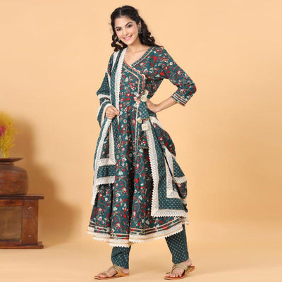 green-patywear-floral-printed-with-gotta-patti-cotton-anarkali-suit-126433