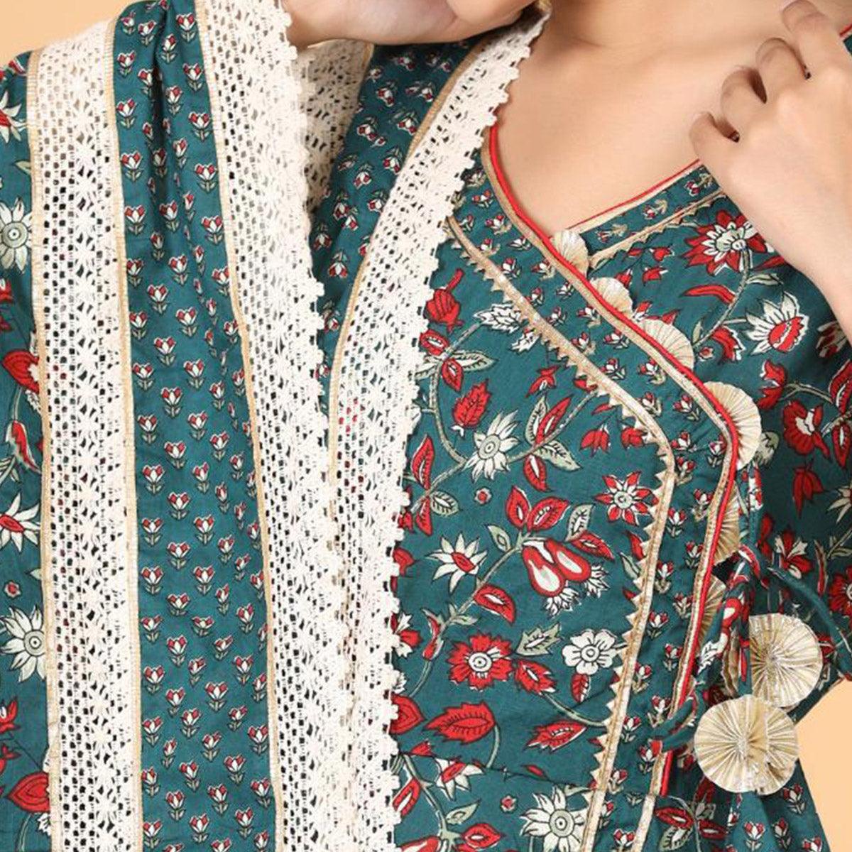 green-patywear-floral-printed-with-gotta-patti-cotton-anarkali-suit-126433