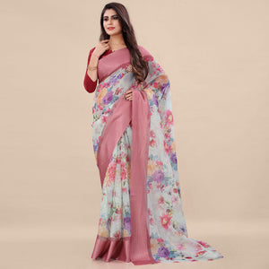 green-peach-casual-wear-floral-digital-printed-kota-doria-saree-with-woven-border-118584