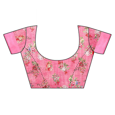 green-pink-casual-wear-floral-digital-printed-linen-slub-saree-117893