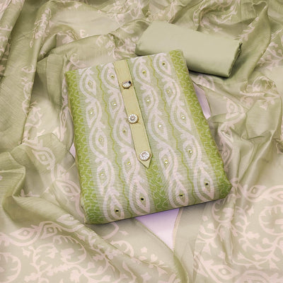 green-printed-mirror-work-chanderi-dress-material