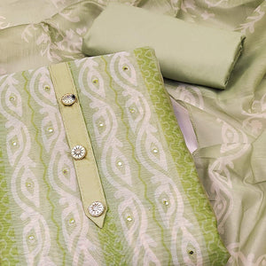 green-printed-mirror-work-chanderi-dress-material