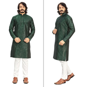 elegant-green-colored-festive-wear-pure-art-silk-mens-kurta-pyjama-set-84053