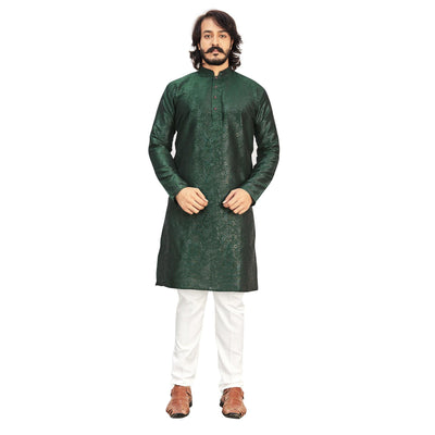 elegant-green-colored-festive-wear-pure-art-silk-mens-kurta-pyjama-set-84053