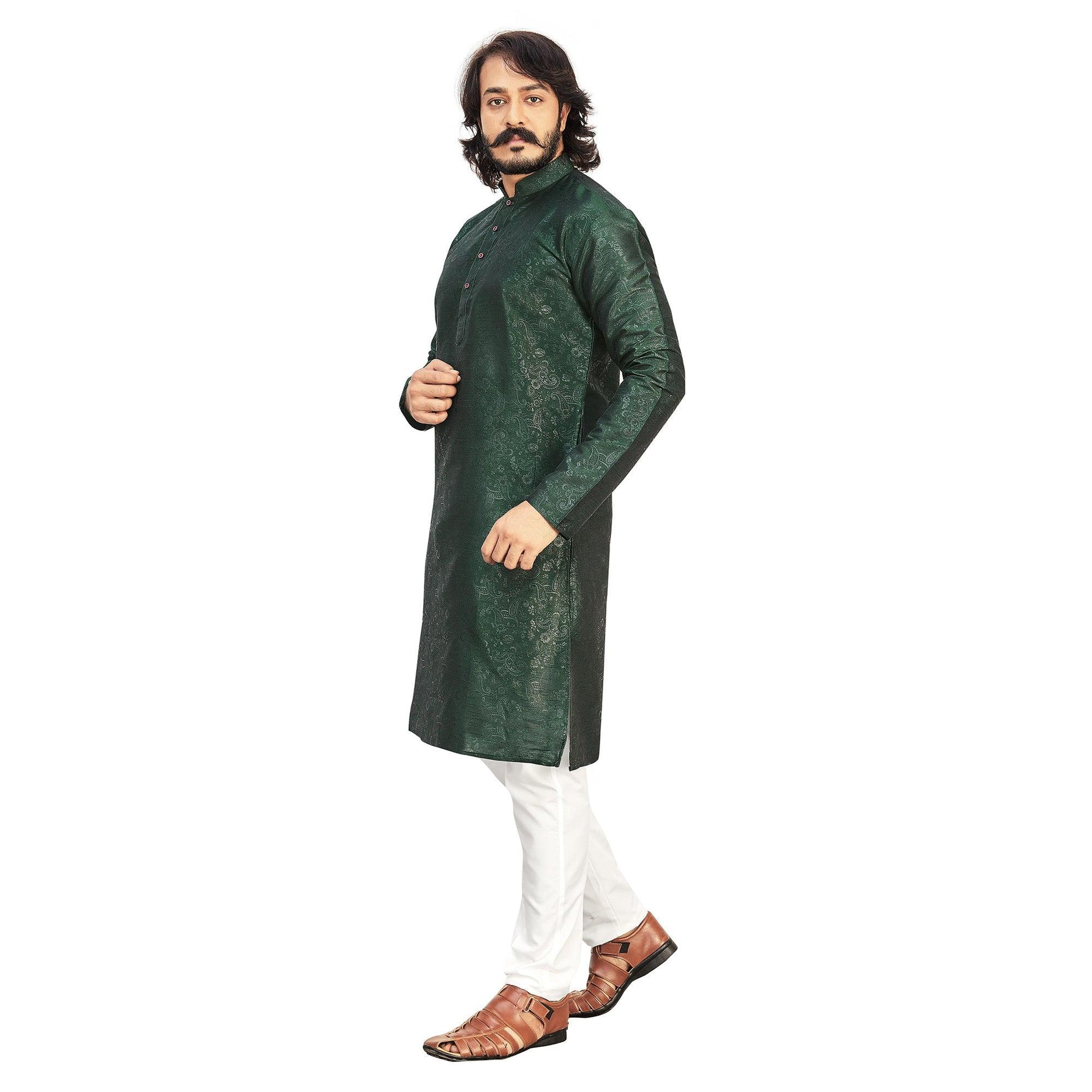 elegant-green-colored-festive-wear-pure-art-silk-mens-kurta-pyjama-set-84053