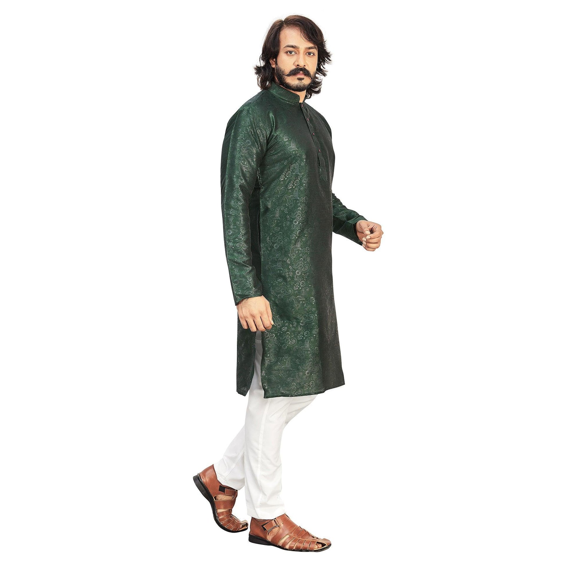 elegant-green-colored-festive-wear-pure-art-silk-mens-kurta-pyjama-set-84053