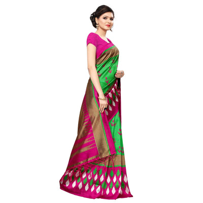 excellent-green-colored-casual-printed-mysore-art-silk-saree