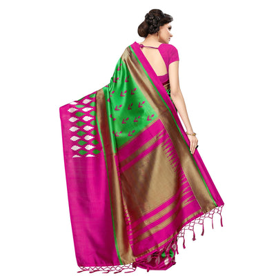 excellent-green-colored-casual-printed-mysore-art-silk-saree