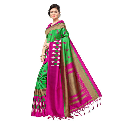 excellent-green-colored-casual-printed-mysore-art-silk-saree