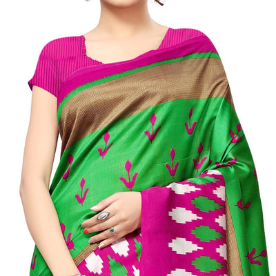 excellent-green-colored-casual-printed-mysore-art-silk-saree