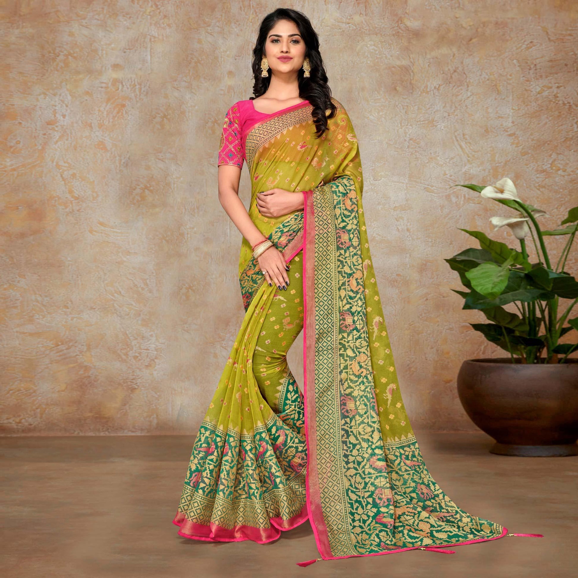 green-partywear-printed-organza-brasso-saree-131977