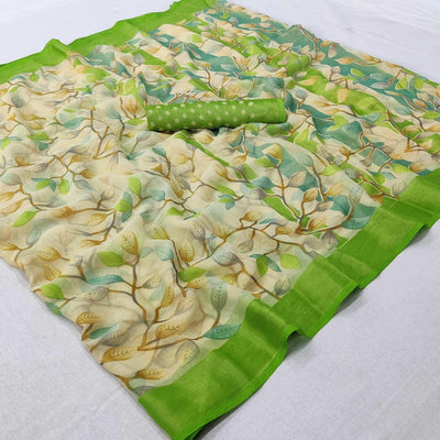 green-printed-chiffon-saree-143394