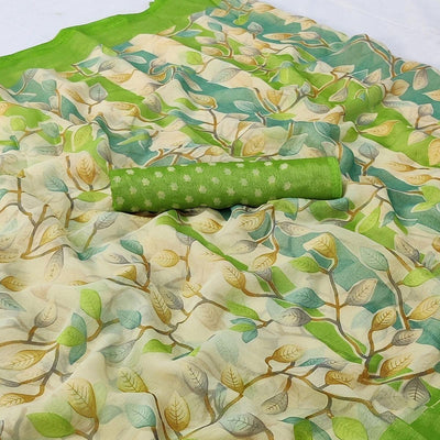 green-printed-chiffon-saree-143394