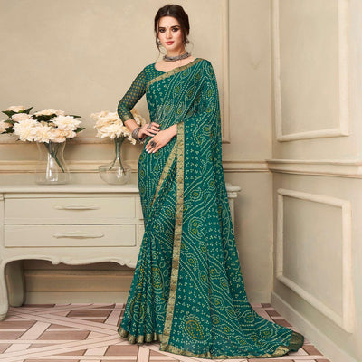 green-casual-wear-printed-chiffon-saree-with-banarasi-border-134149