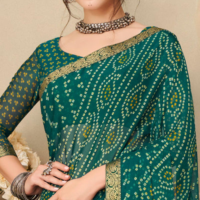 green-casual-wear-printed-chiffon-saree-with-banarasi-border-134149