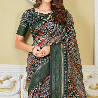 green-printed-cotton-saree-1