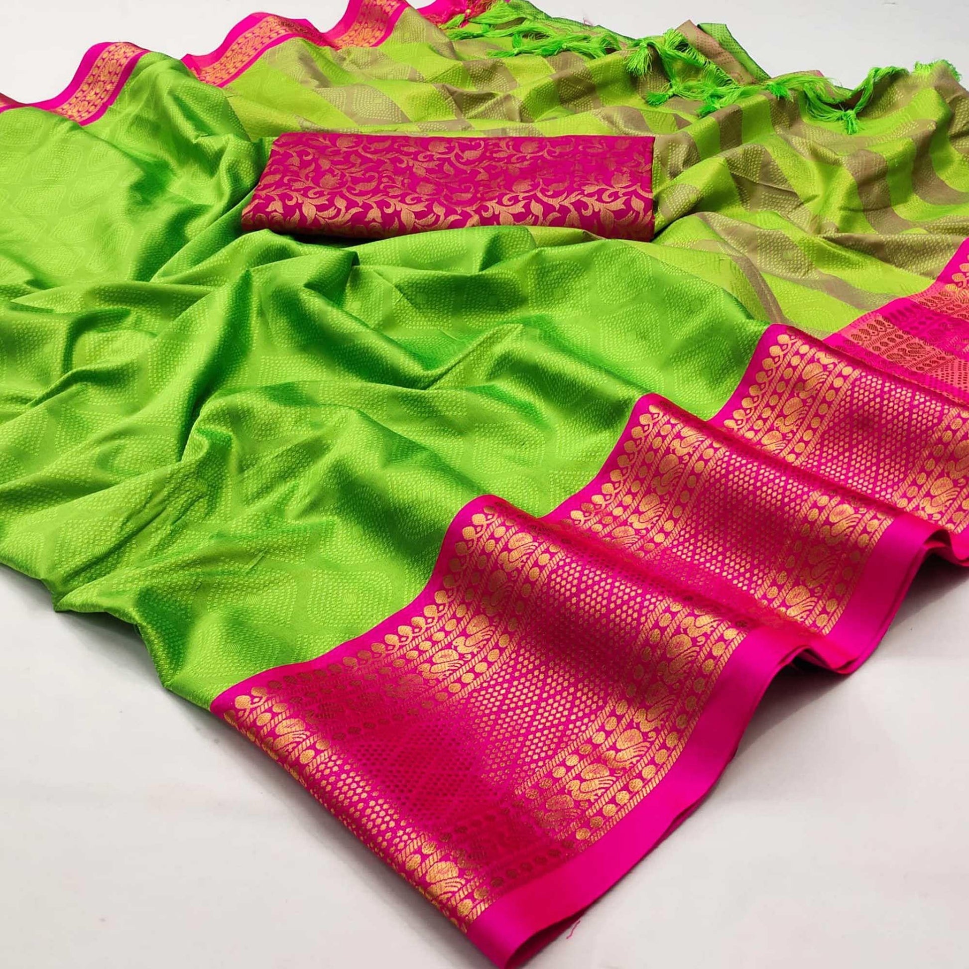green-printed-cotton-silk-saree-142996