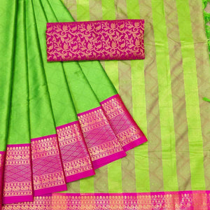 green-printed-cotton-silk-saree-142996