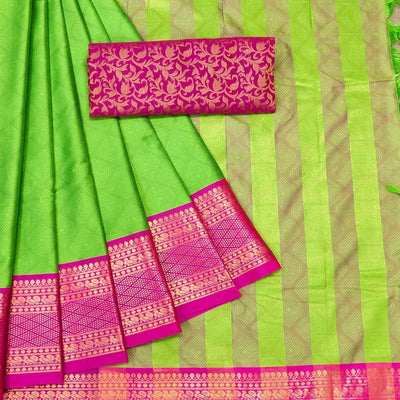 green-printed-cotton-silk-saree-142996