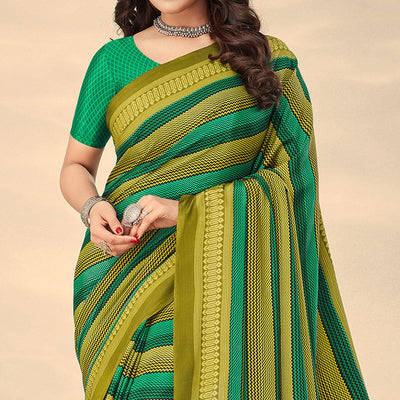 green-printed-crepe-saree