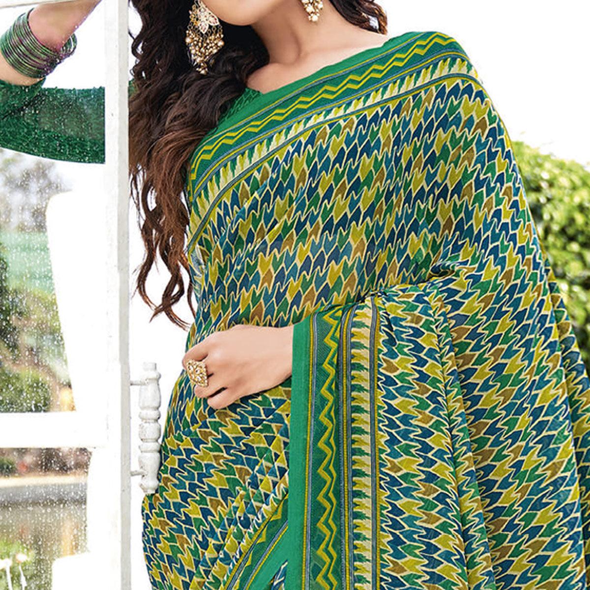 green-printed-georgette-saree-145452