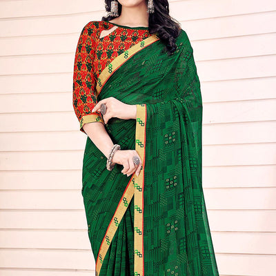 green-printed-georgette-saree-143785