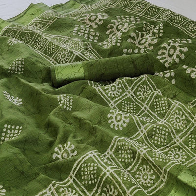 green-printed-linen-saree-143406