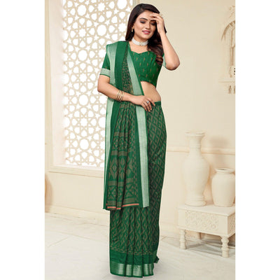 green-printed-linen-saree-143848