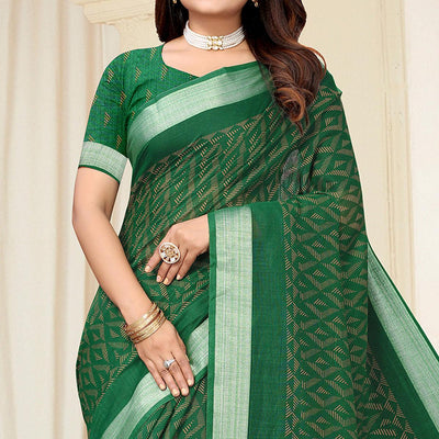 green-printed-linen-saree-143848