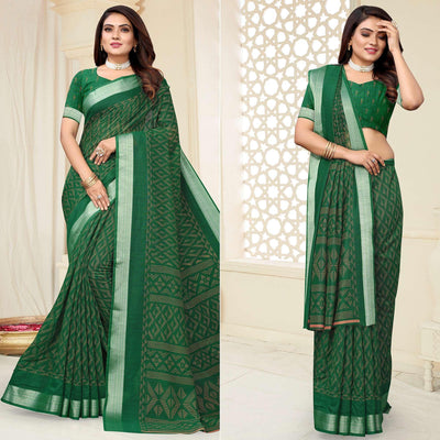 green-printed-linen-saree-143848