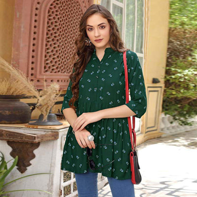 green-printed-poly-cotton-top