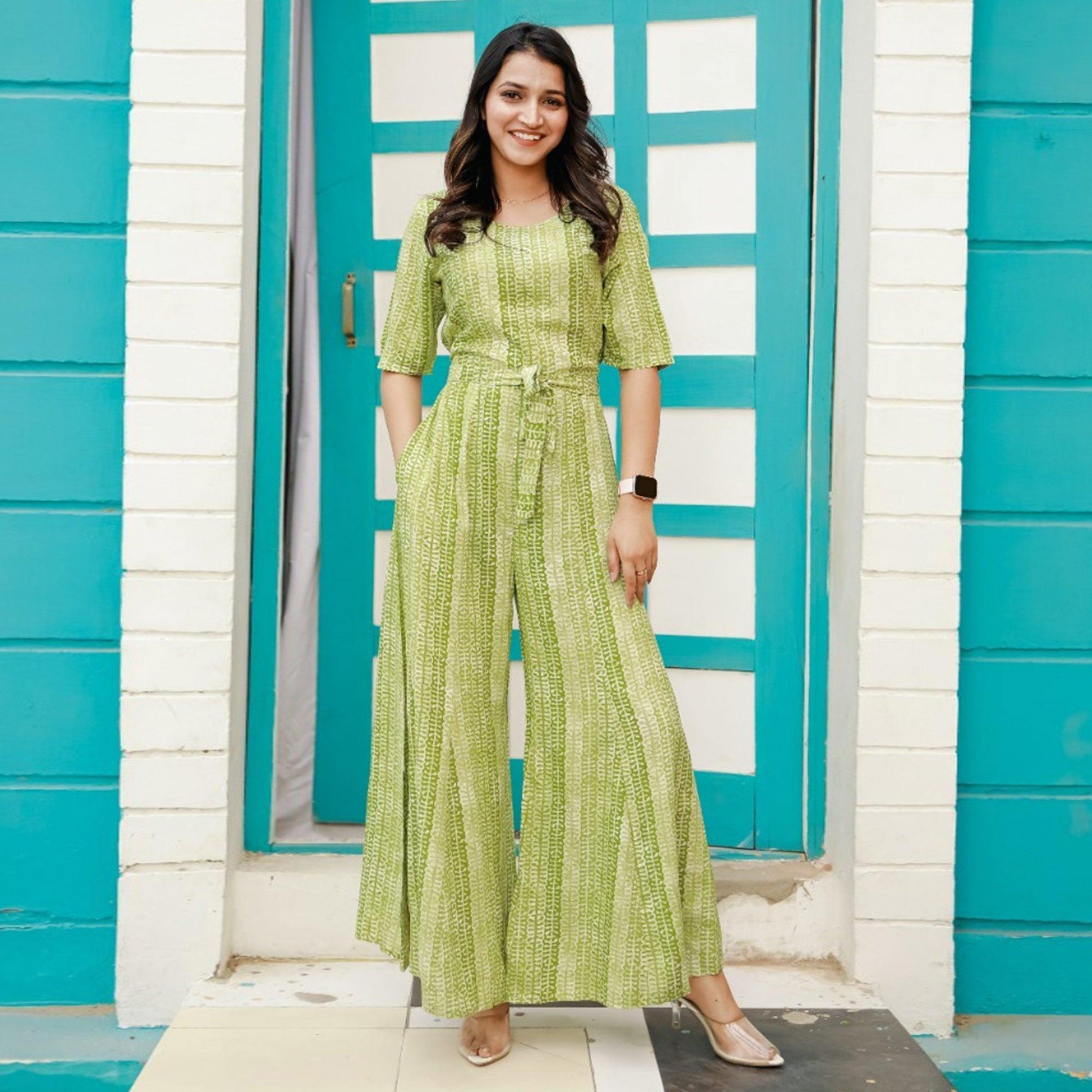 green-printed-rayon-jumpsuit