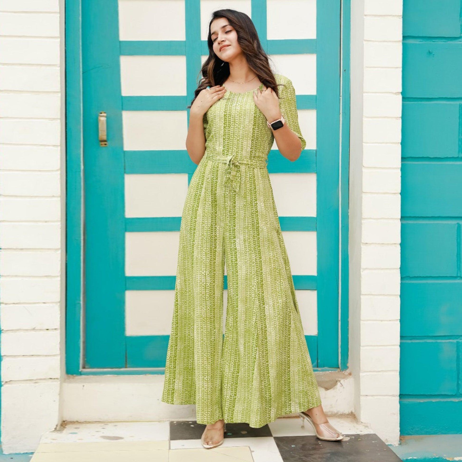 green-printed-rayon-jumpsuit