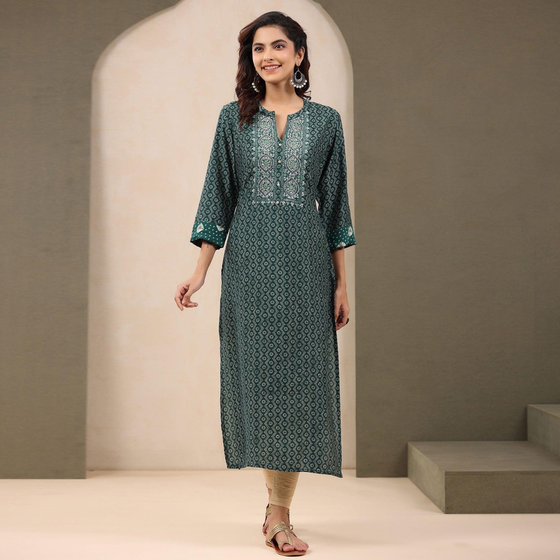 green-printed-with-embroidered-chanderi-kurti