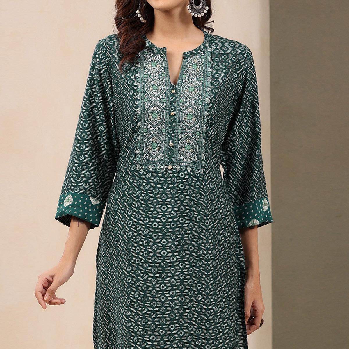 green-printed-with-embroidered-chanderi-kurti