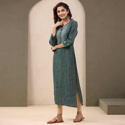 green-printed-with-embroidered-chanderi-kurti
