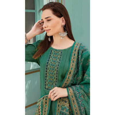 green-printed-with-embroidery-tapetta-silk-kurti-with-dupatta-144776