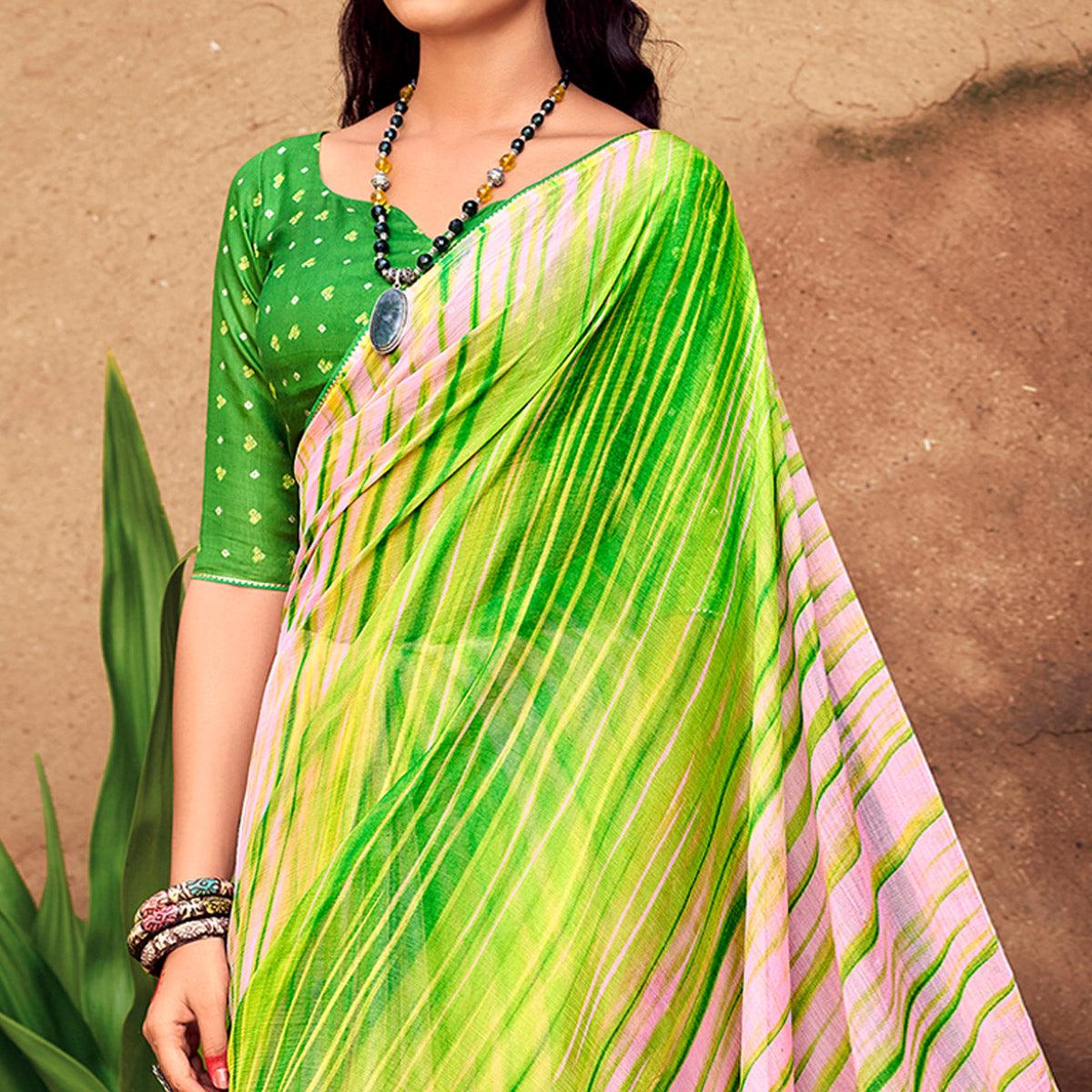 green-printed-with-gota-patti-border-chiffon-saree-1