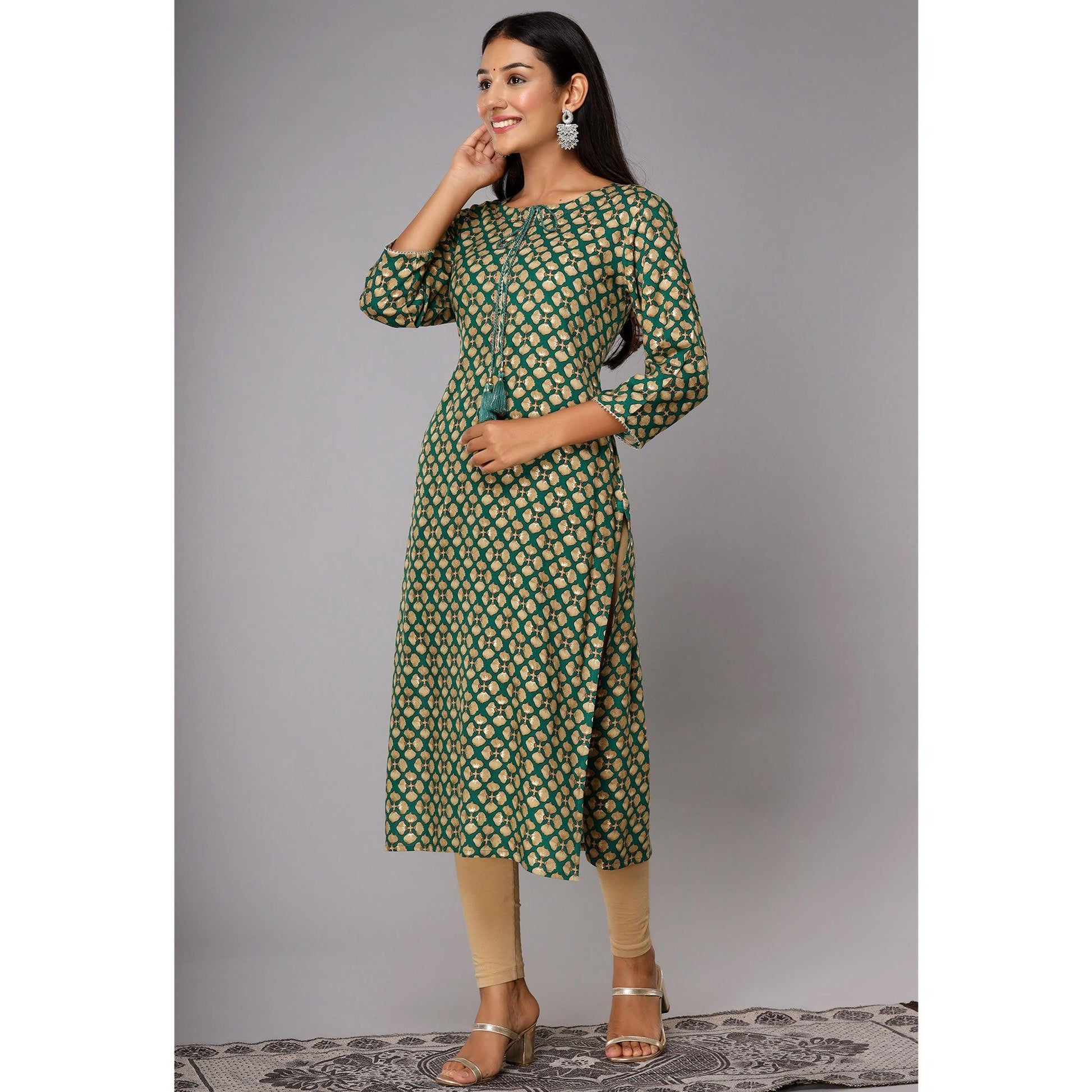 green-printed-with-gota-patti-work-pure-cotton-kurti